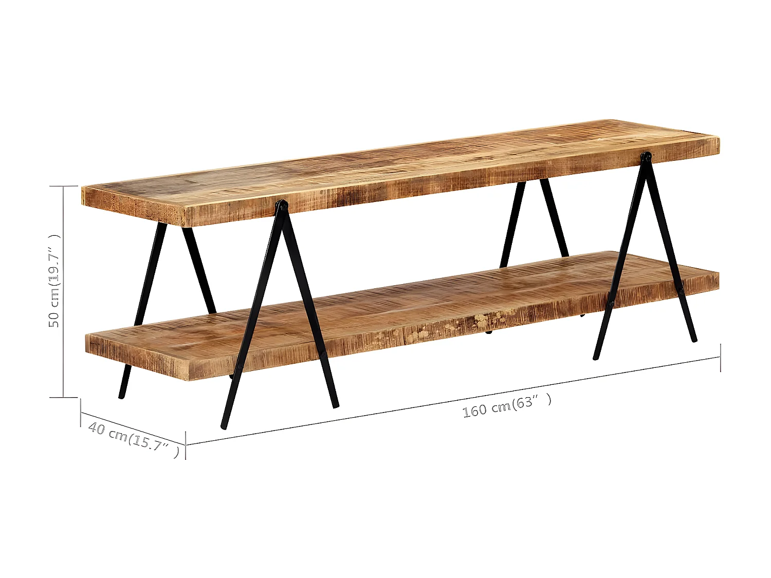 Meuble TV 160x40x50 cm Bois solide de manguier