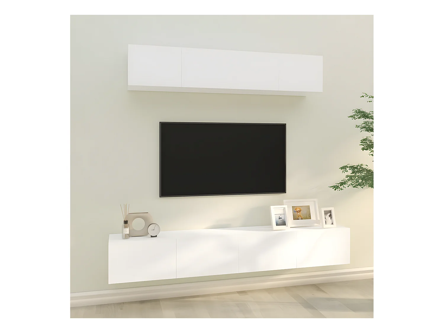 Ensemble de meubles TV 4 pcs Blanc Bois d'ingénierie