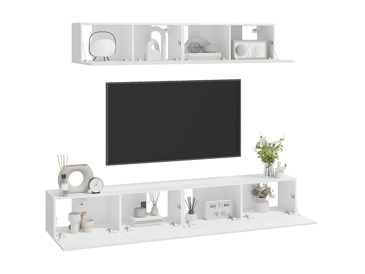 Ensemble de meubles TV 4 pcs Blanc Bois d'ingénierie
