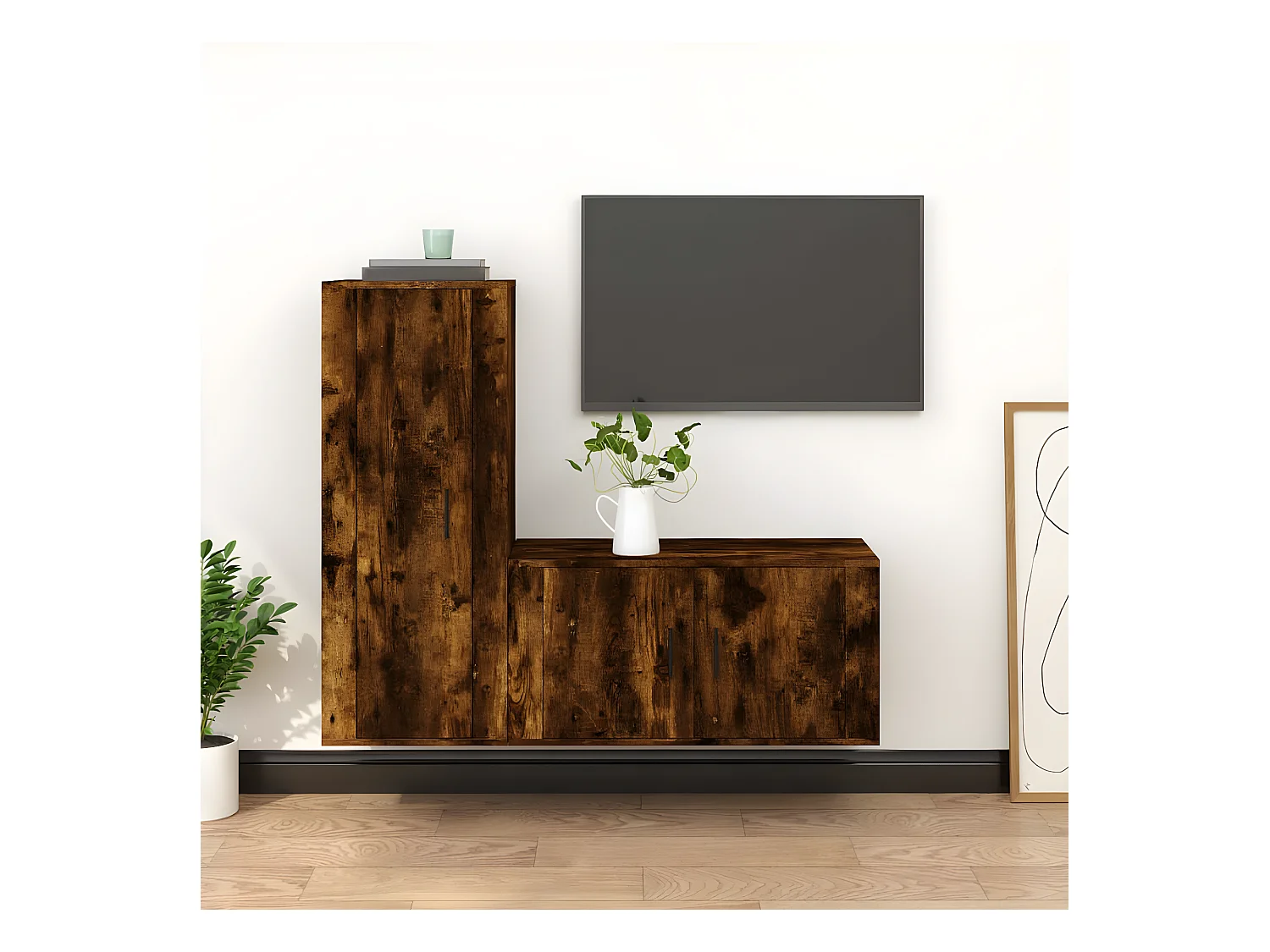 Ensemble de meubles TV 2 pcs Chêne fumé Bois d'ingénierie