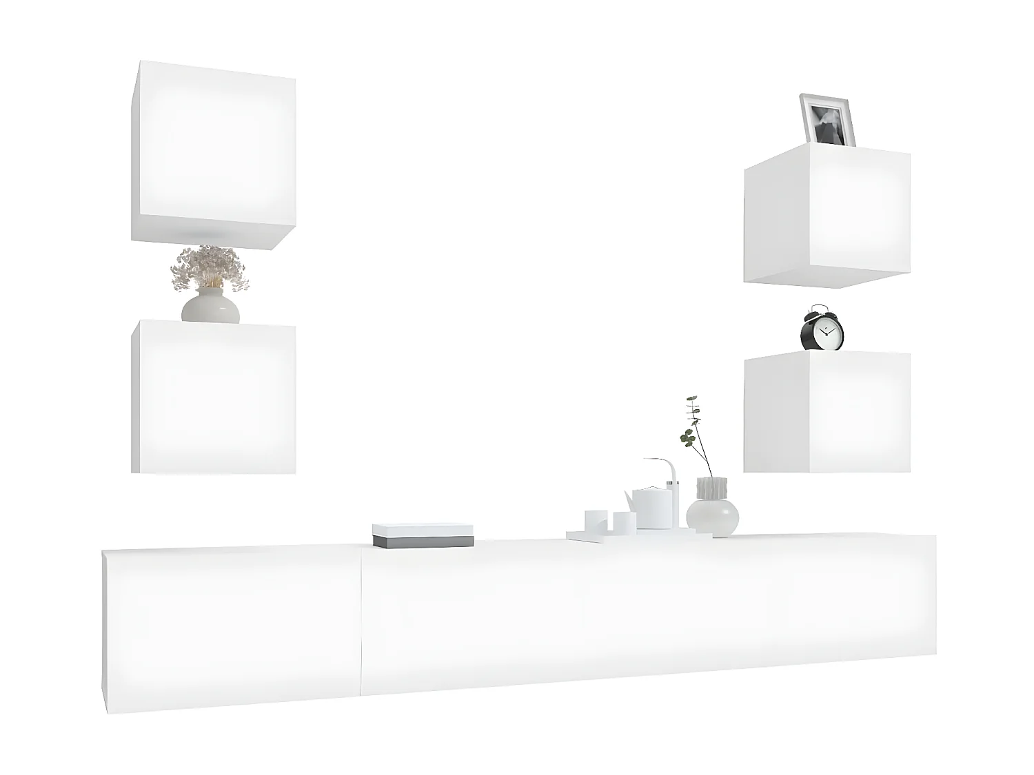 Ensemble de meubles TV 6 pcs Blanc Bois d'ingénierie