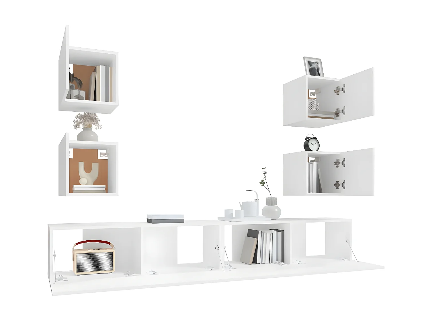 Ensemble de meubles TV 6 pcs Blanc Bois d'ingénierie