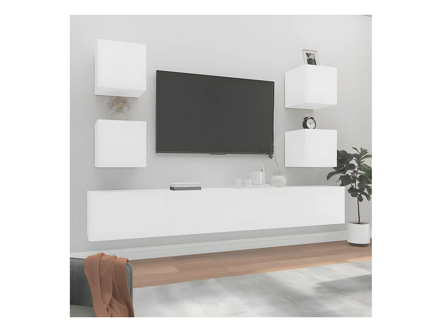 Ensemble de meubles TV 6 pcs Blanc Bois d'ingénierie