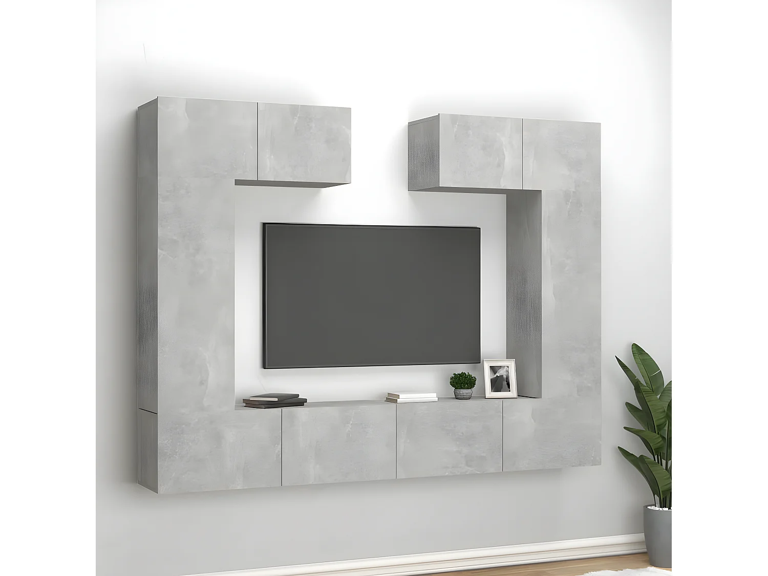 Ensemble de meubles TV 6 pcs Gris béton Bois d'ingénierie