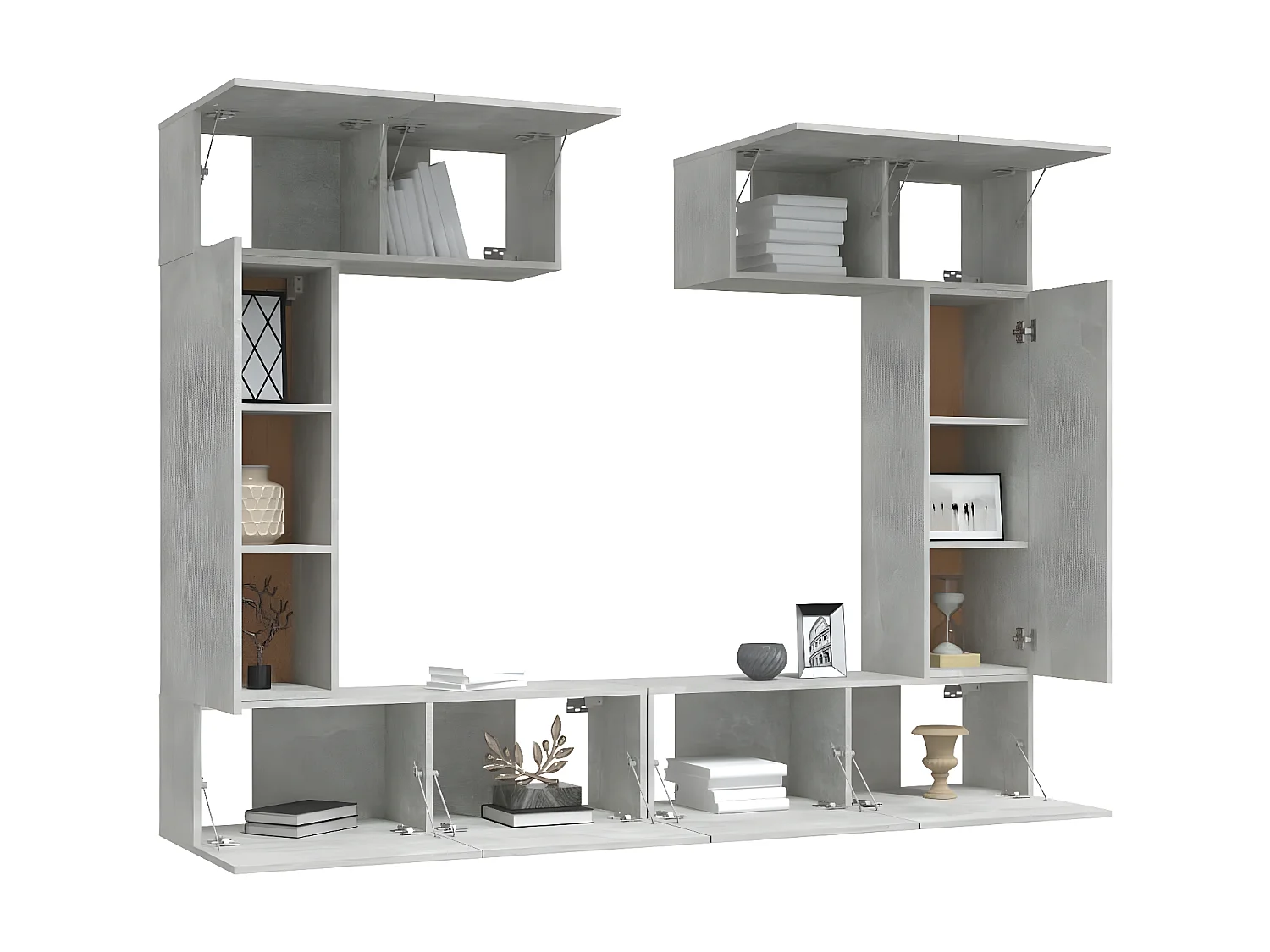 Ensemble de meubles TV 6 pcs Gris béton Bois d'ingénierie