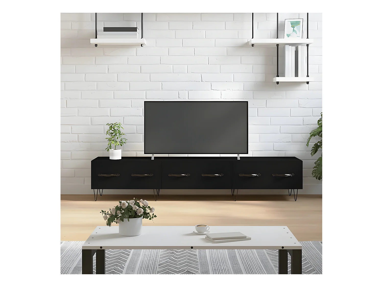 Zwart tv-meubel 150x36x30 cm samengesteld hout