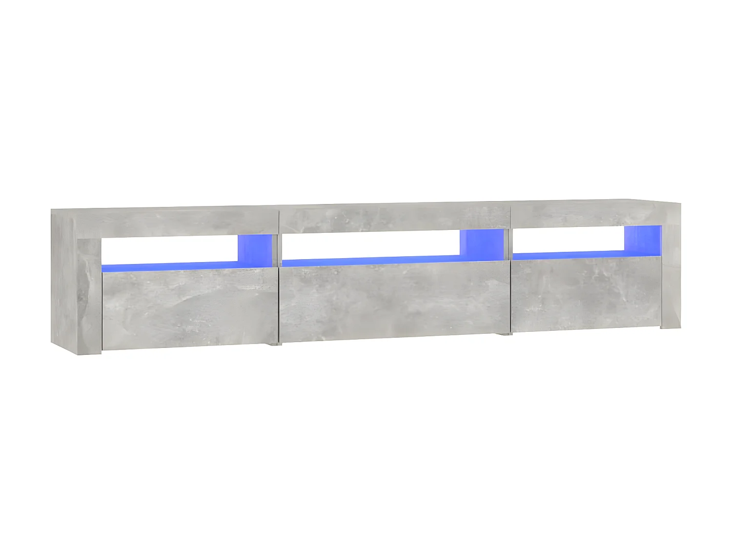 Meuble TV avec lumières LED Gris béton 195x35x40 cm