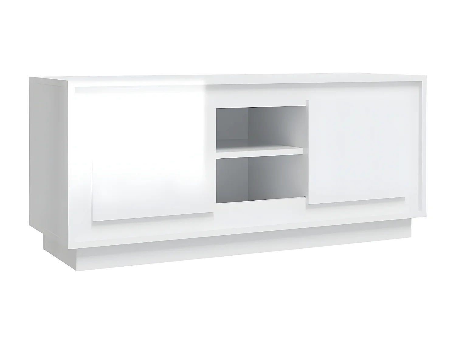 Meuble TV blanc brillant 102x35x45 cm bois d'ingénierie
