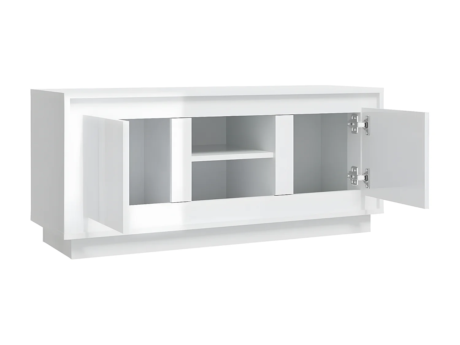 Meuble TV blanc brillant 102x35x45 cm bois d'ingénierie