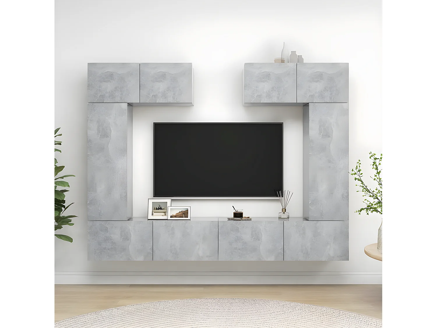 Ensemble de meuble TV 6 pcs Gris béton Aggloméré