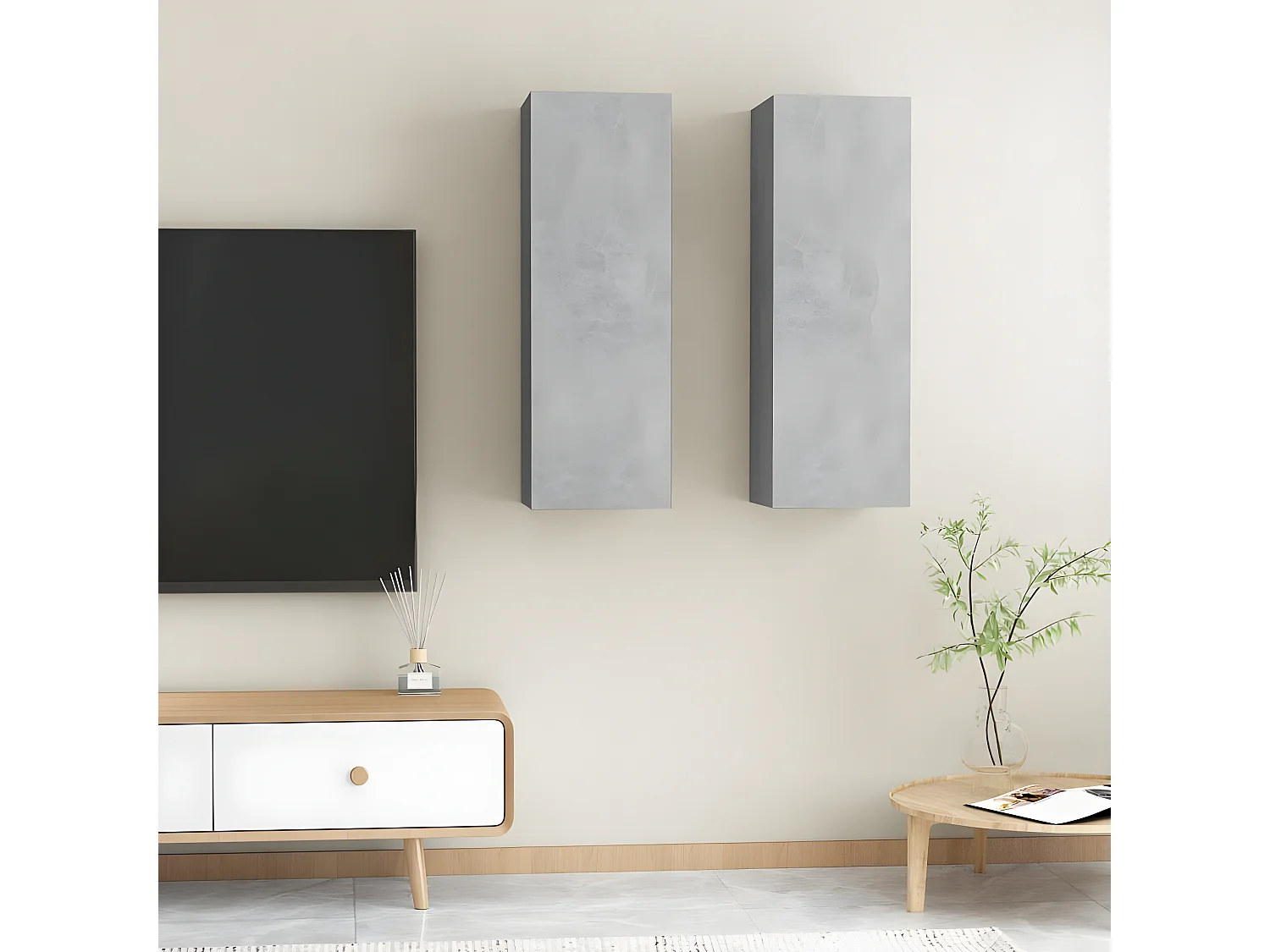 Meubles TV 2 pcs Gris béton 30,5x30x90 cm Aggloméré