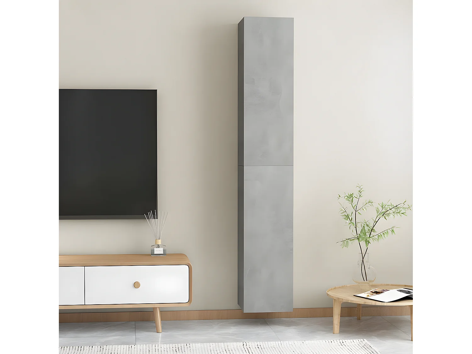 Meubles TV 2 pcs Gris béton 30,5x30x90 cm Aggloméré