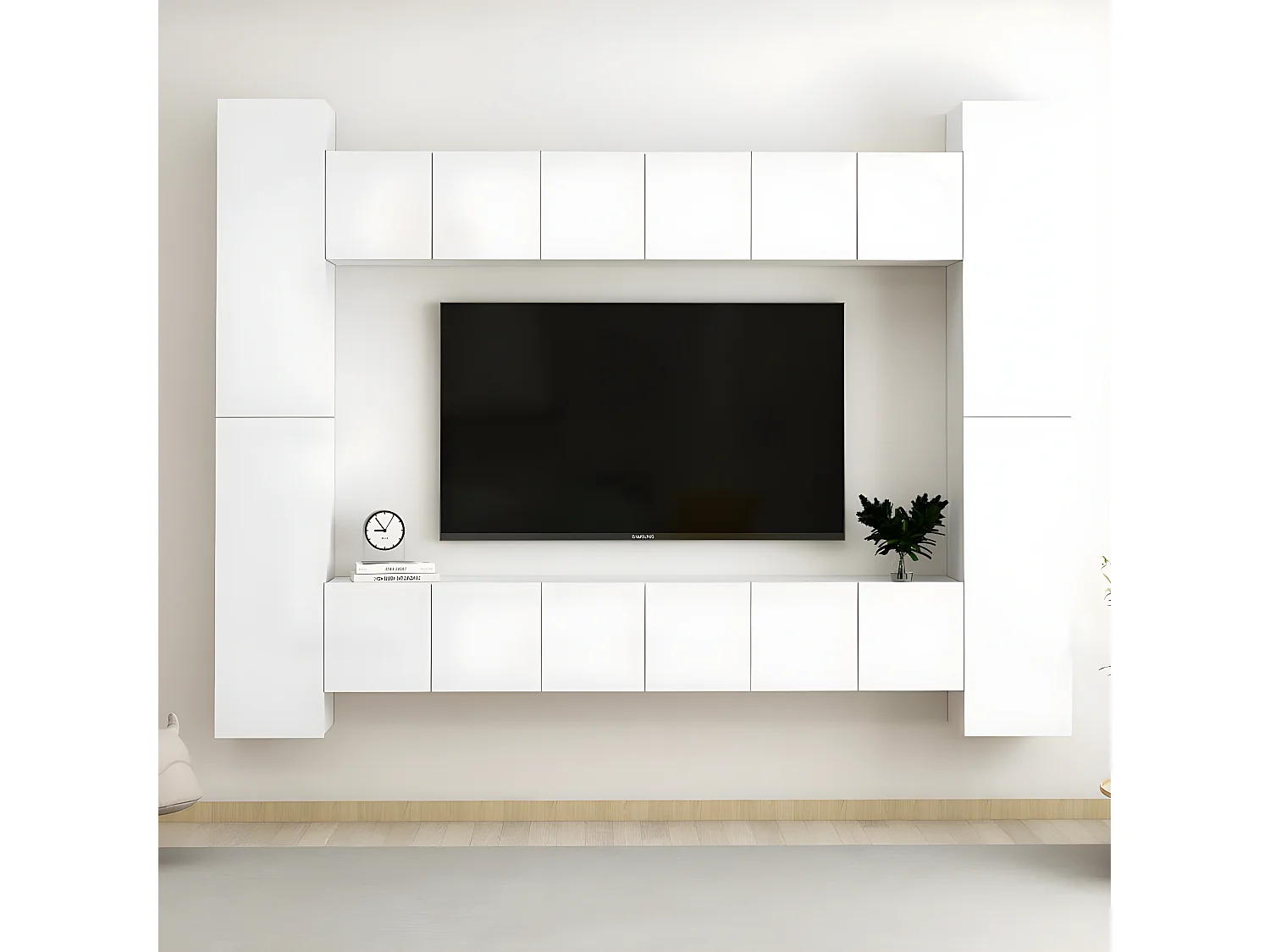 TV-meubelset 10-delig Glanzend wit spaanplaat