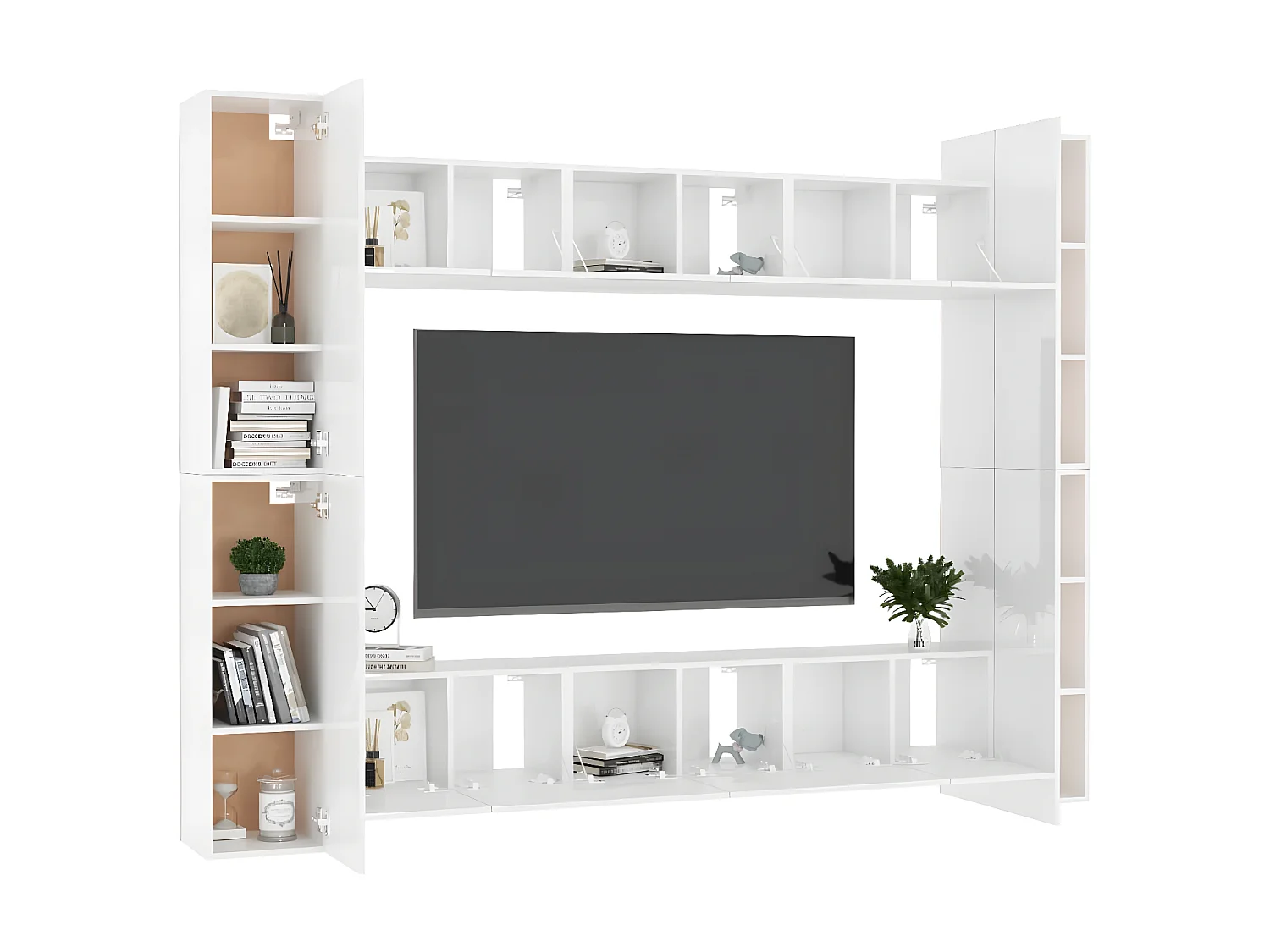 TV-meubelset 10-delig Glanzend wit spaanplaat