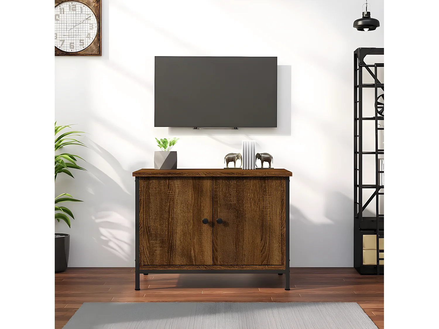 TV-meubel met bruin eiken deuren 60x35x45cm samengesteld hout