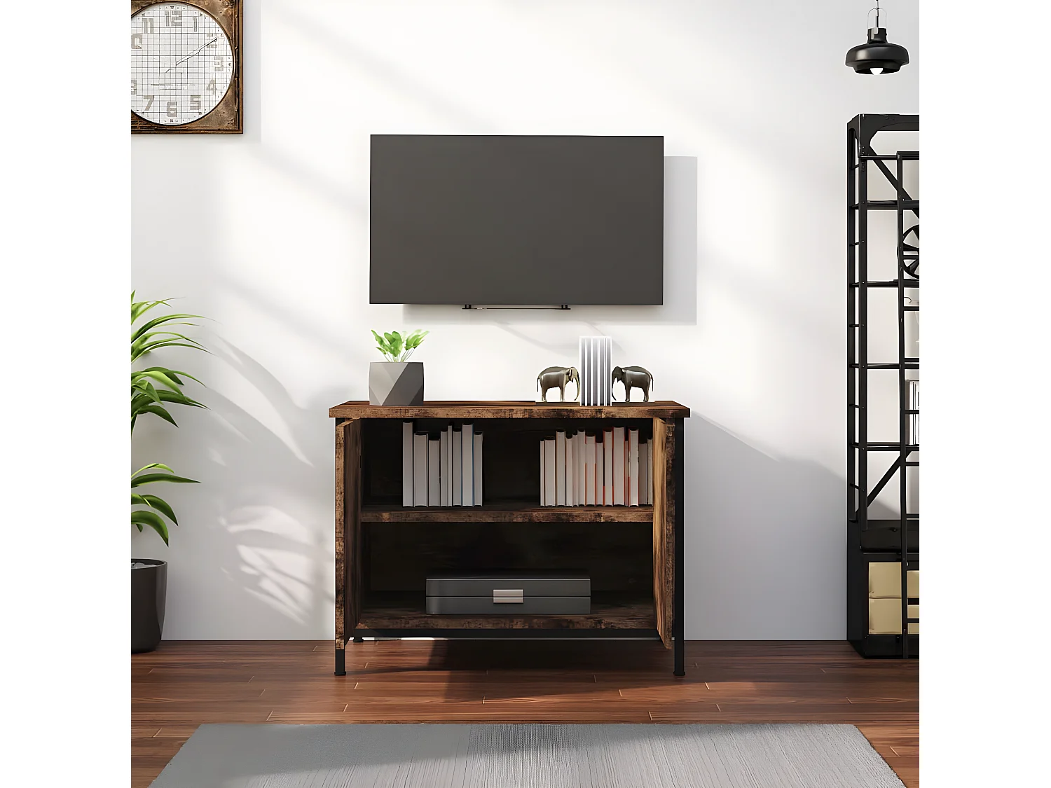 TV-meubel met bruin eiken deuren 60x35x45cm samengesteld hout