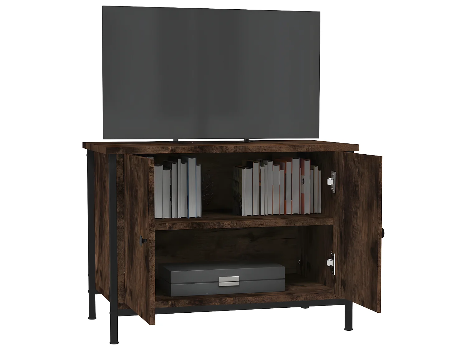 TV-meubel met bruin eiken deuren 60x35x45cm samengesteld hout