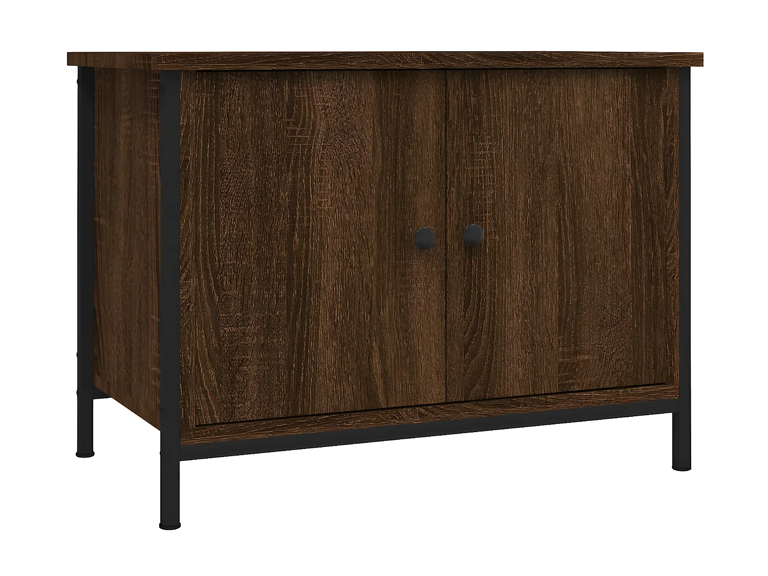 Mobile TV con ante in rovere marrone 60x35x45 cm in MDF