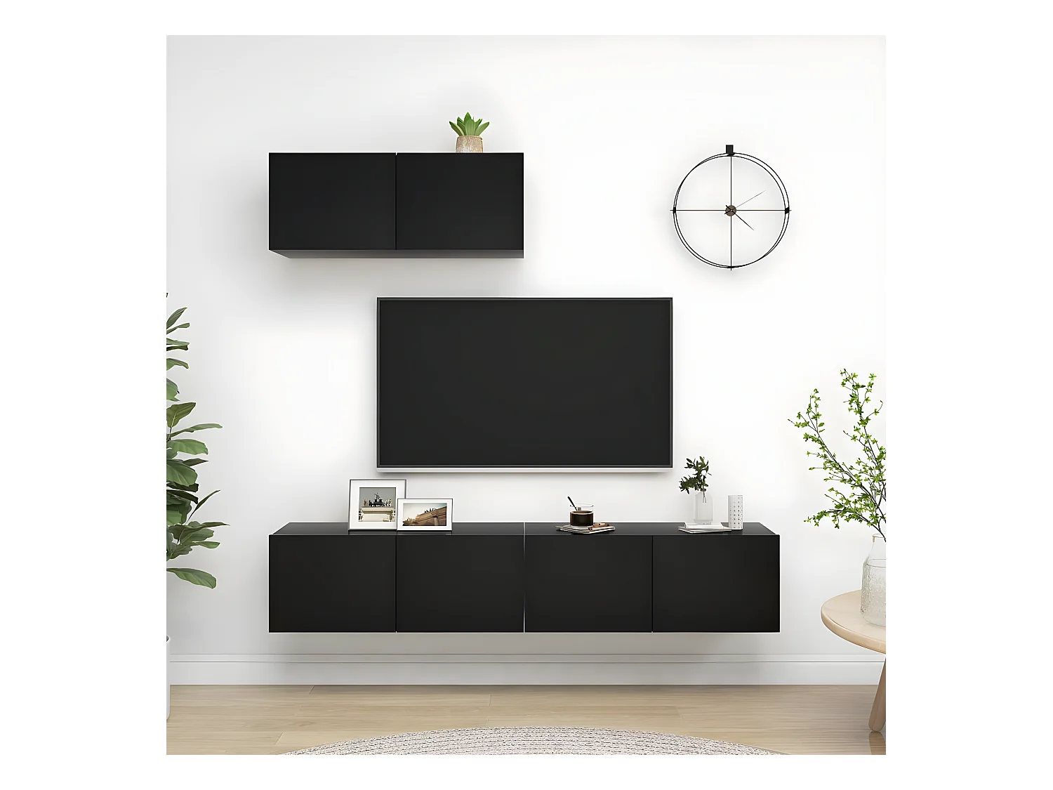 Meubles TV 3 pcs Noir Aggloméré