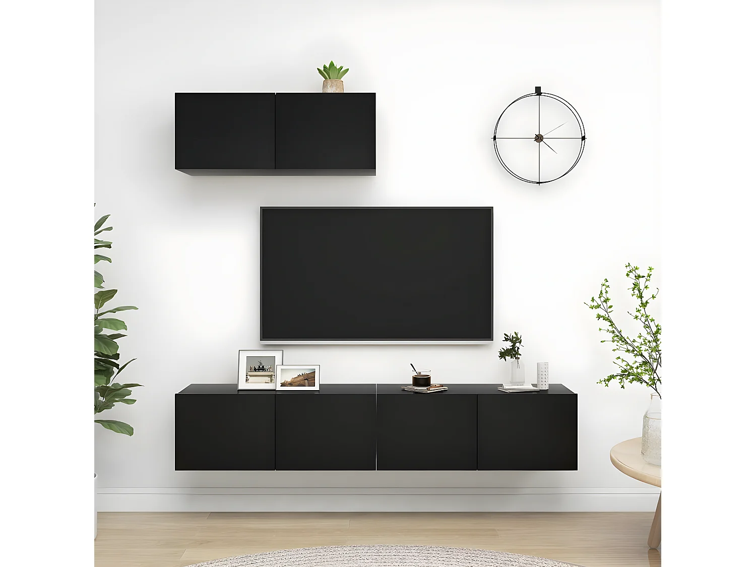 TV-meubel 3 stuks Zwart spaanplaat