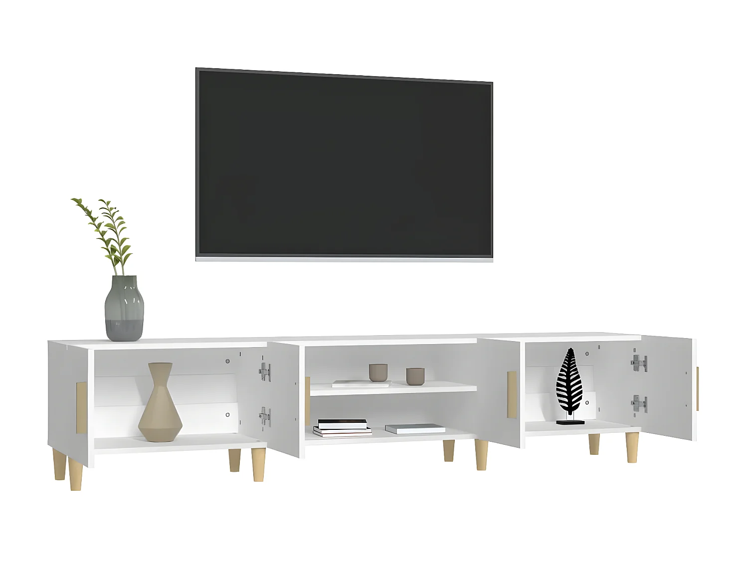 Meuble TV blanc 180x31,5x40 cm bois d'ingénierie