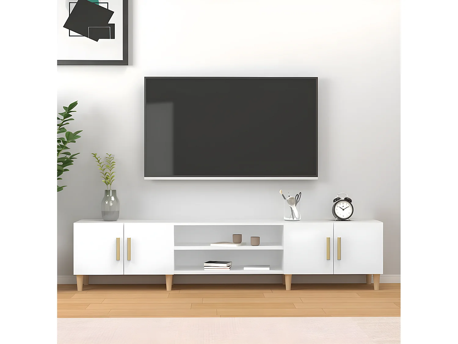 Wit tv-meubel 180x31,5x40 cm samengesteld hout