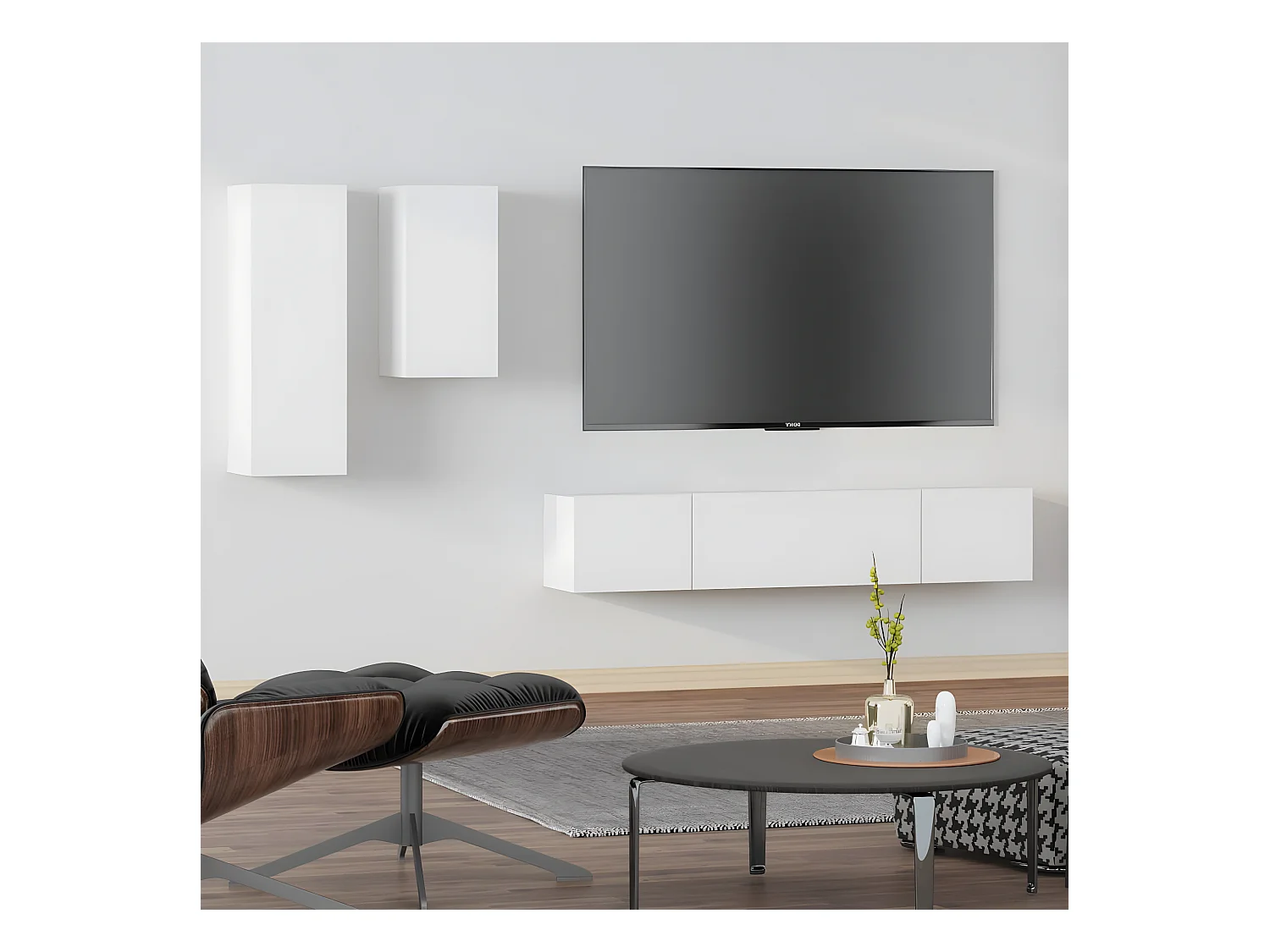 Juego de soporte para TV de 4 piezas de madera de ingeniería blanca