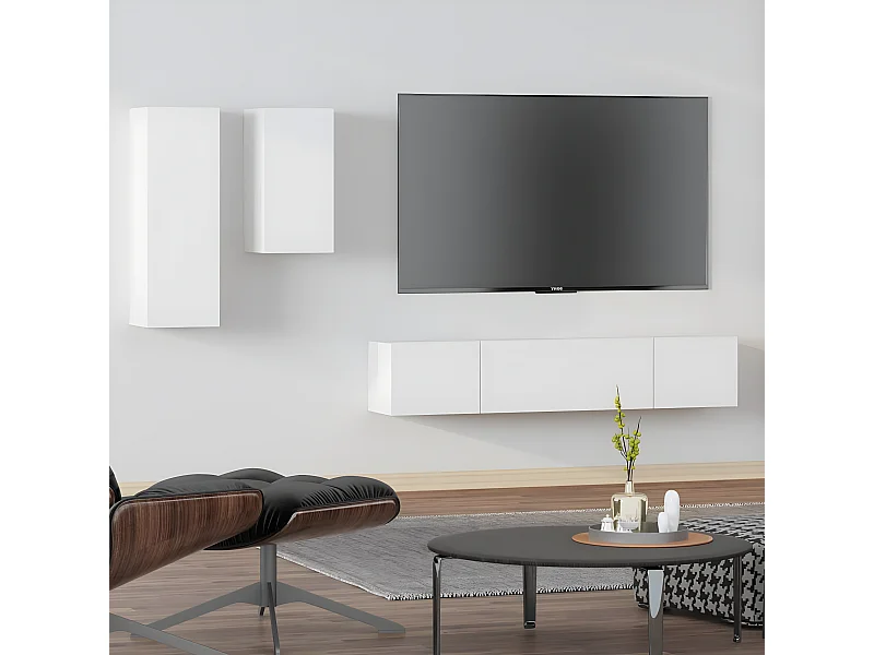 Ensemble de meubles TV 4 pcs Blanc Bois d'ingénierie