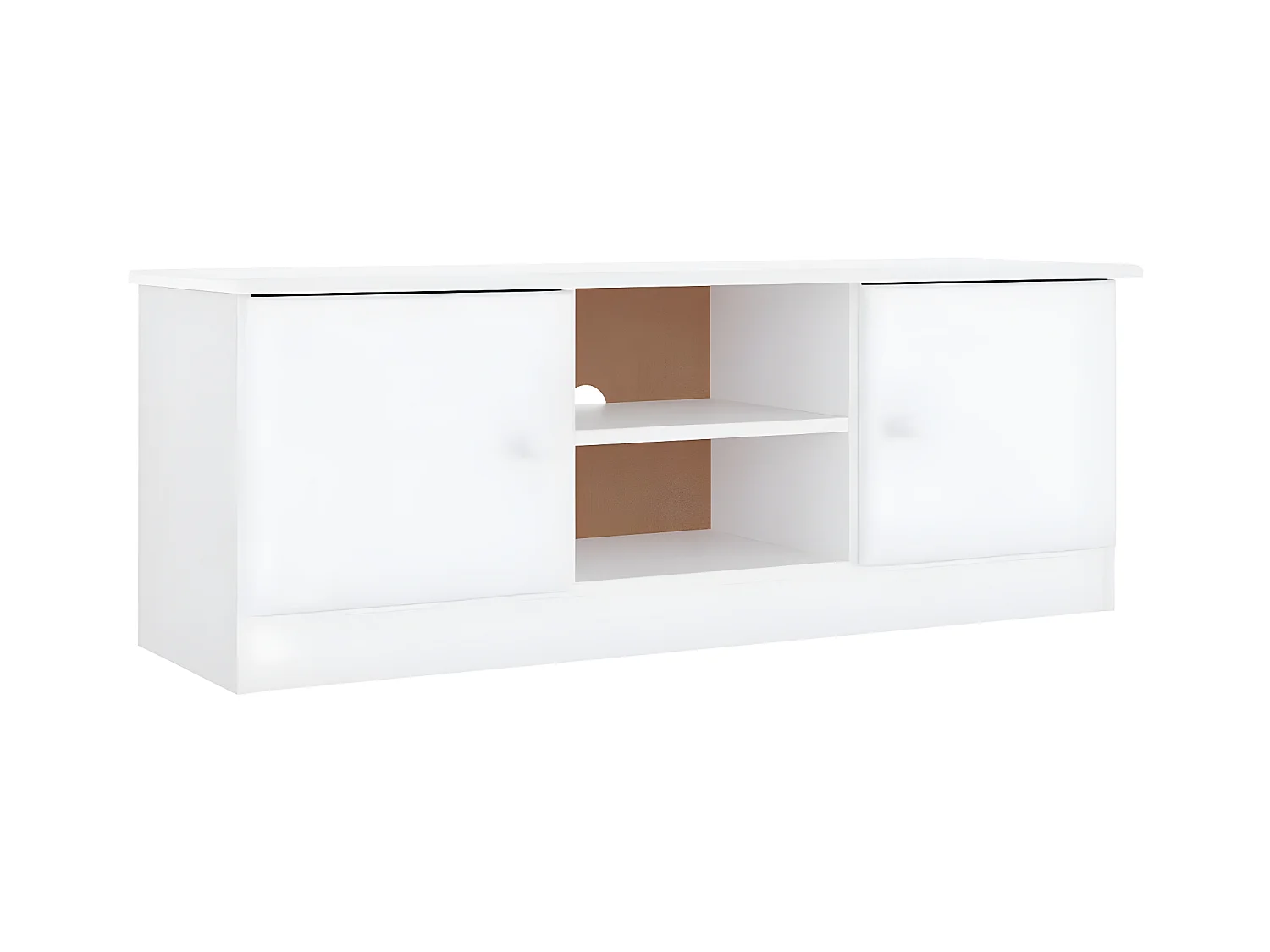 Meuble TV ALTA blanc 112x35x41 cm bois massif de pin