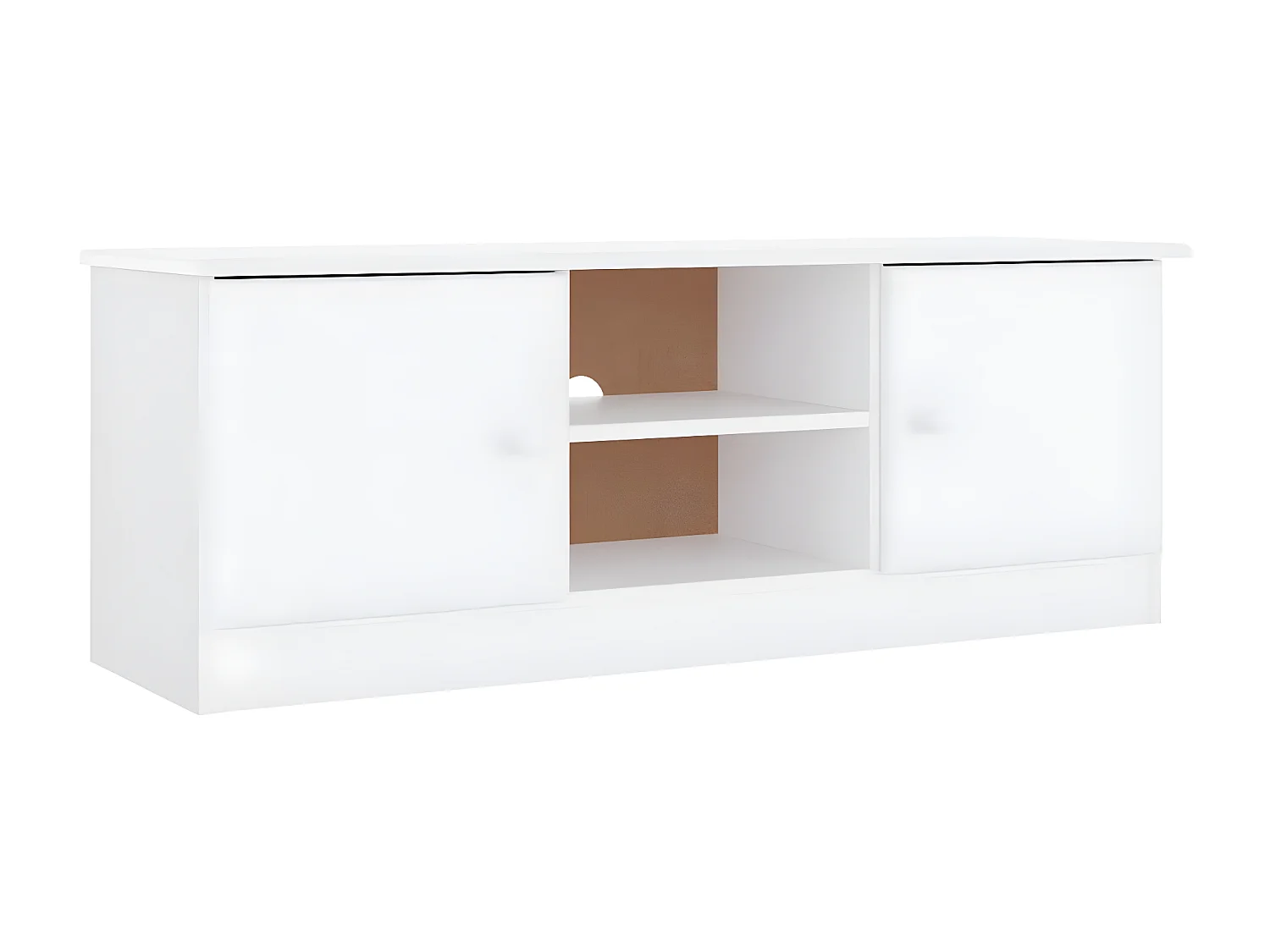 ALTA TV-Schrank weiß 112x35x41 cm aus massivem Kiefernholz