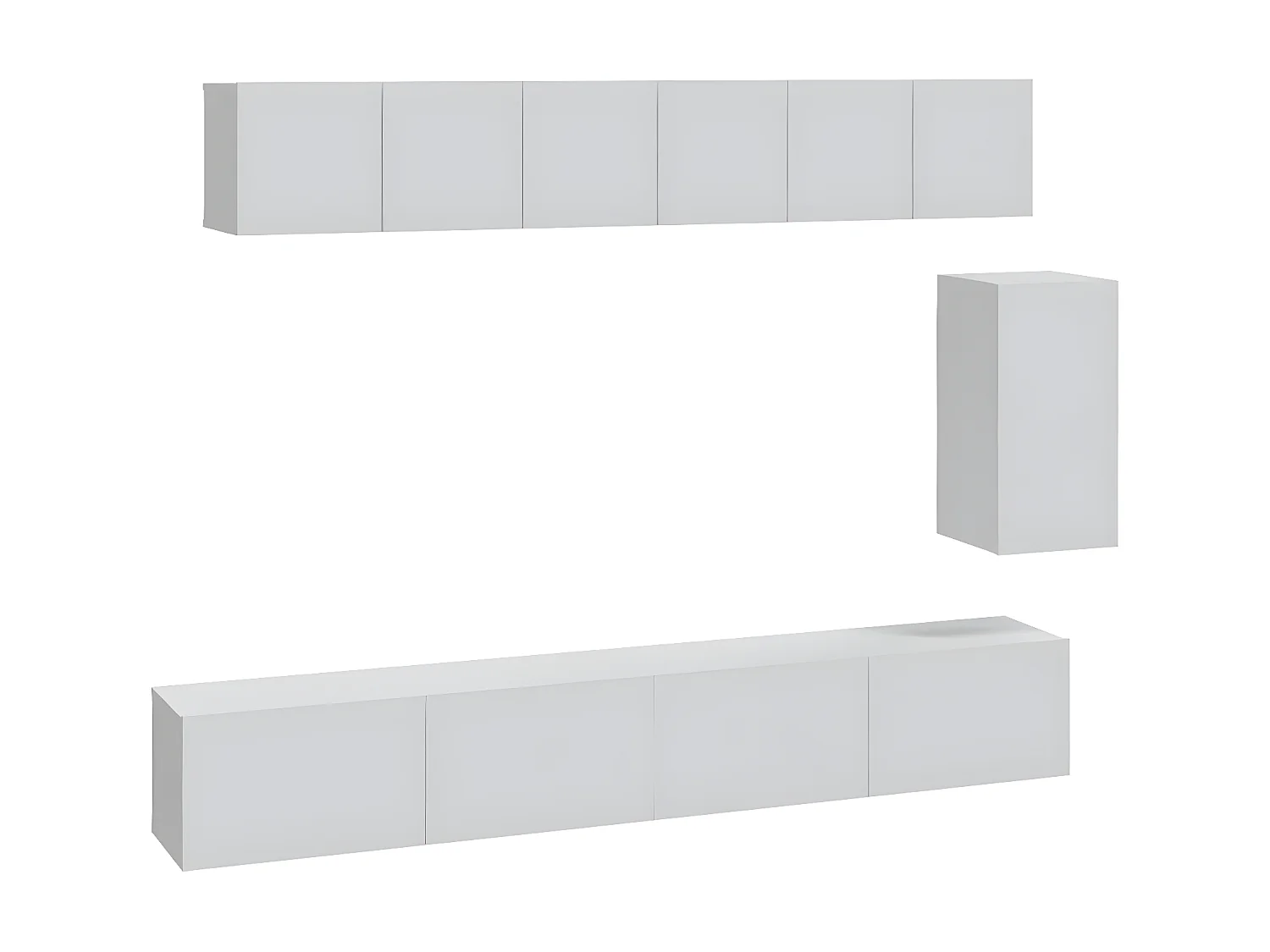 Conjunto de suporte de TV de 6 peças em madeira branca