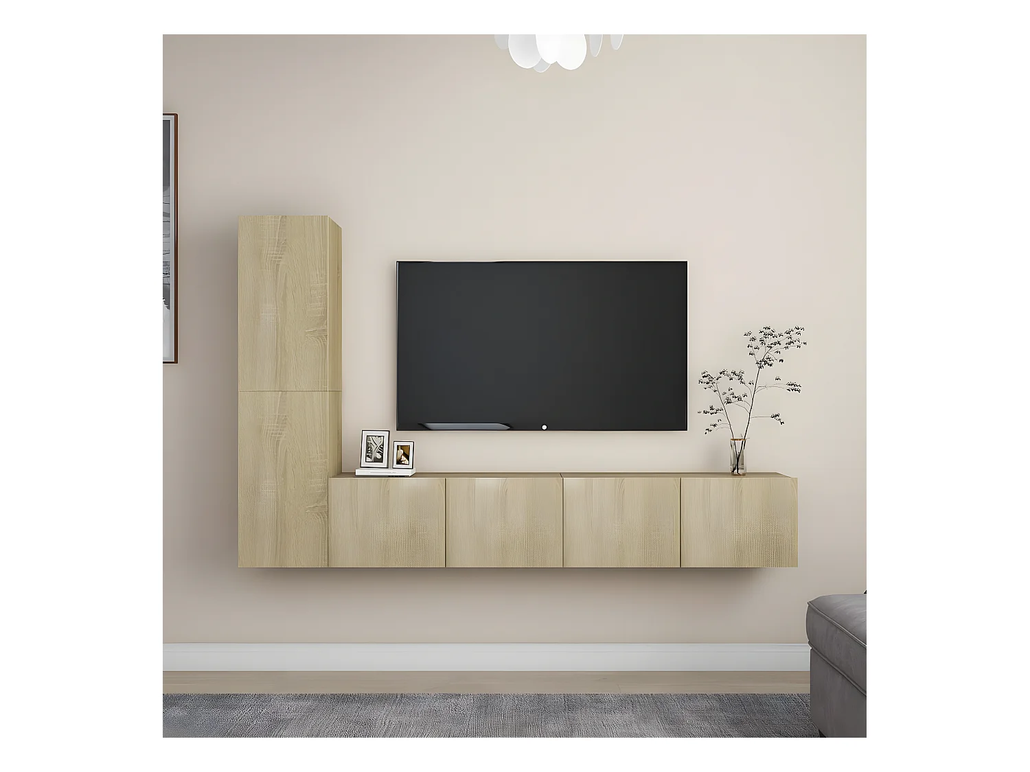 Ensemble de meuble TV 4 pcs Chêne sonoma Aggloméré