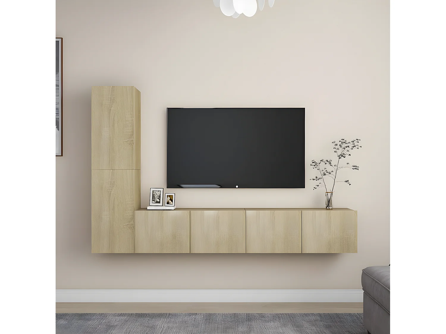 Ensemble de meuble TV 4 pcs Chêne sonoma Aggloméré