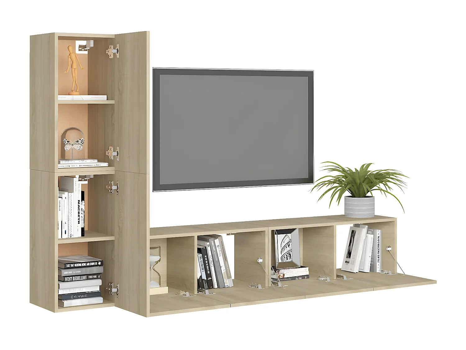 Ensemble de meuble TV 4 pcs Chêne sonoma Aggloméré