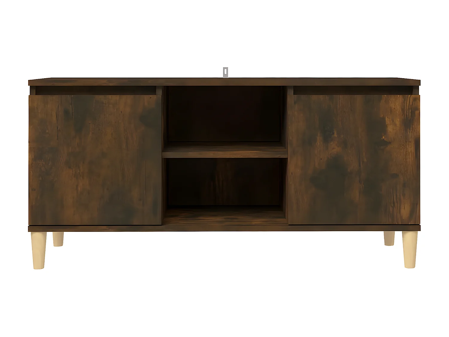 Meuble TV avec pieds en bois solide Chêne fumé 103,5x35x50 cm
