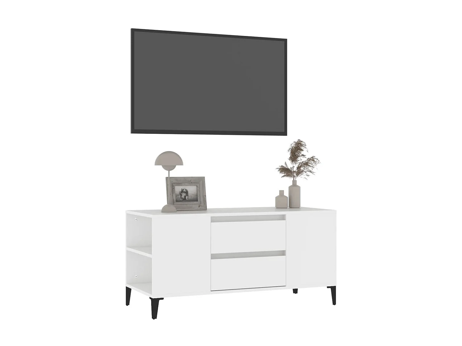 Meuble TV Blanc 102x44,5x50 cm Bois d'ingénierie