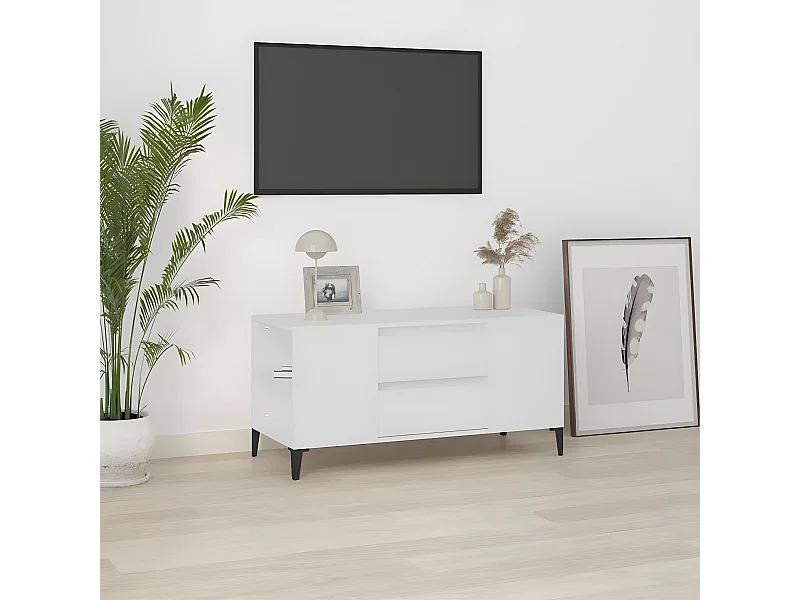 Wit tv-meubel 102x44,5x50 cm Bewerkt hout