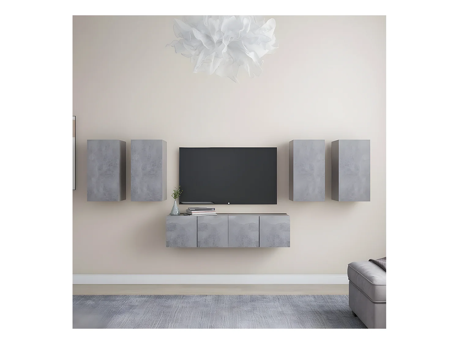 Ensemble de meuble TV 6 pcs Gris béton Aggloméré