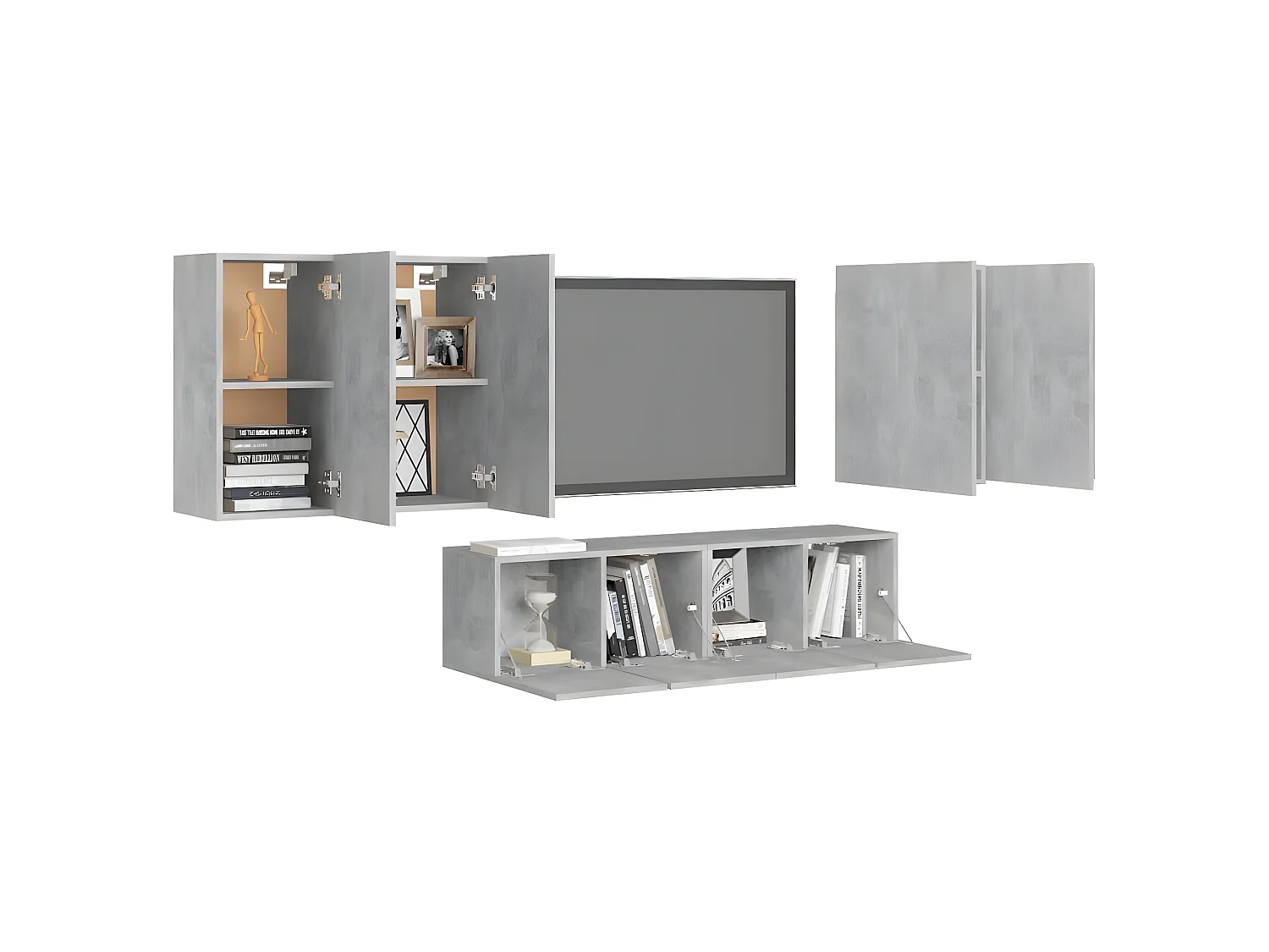 Ensemble de meuble TV 6 pcs Gris béton Aggloméré