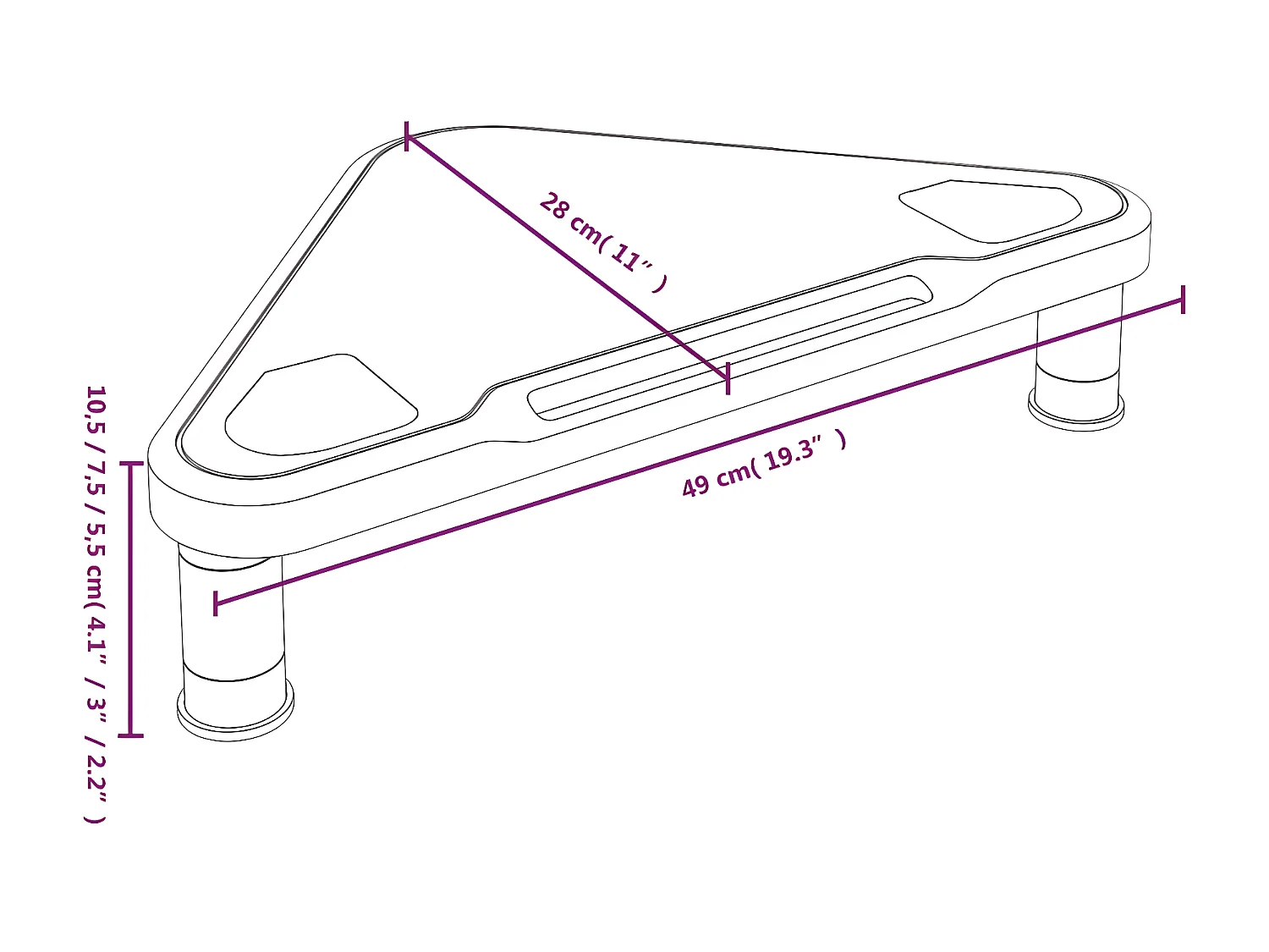 Supporto per monitor angolare Nero 49x28x10,5 cm