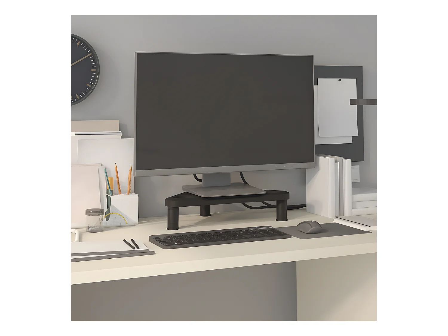Support de moniteur d'angle Noir 49x28x10,5 cm
