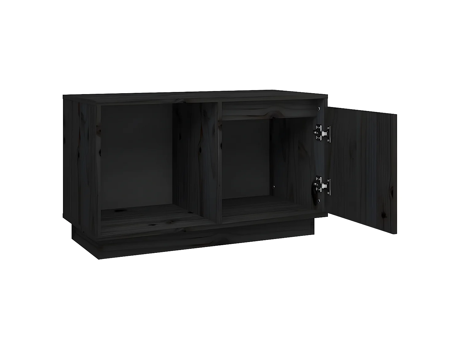 Mueble TV negro 74x35x44 cm Madera maciza de pino