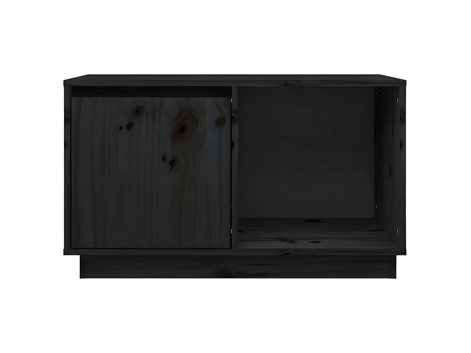 Móvel de TV preto 74x35x44 cm Madeira maciça de pinho