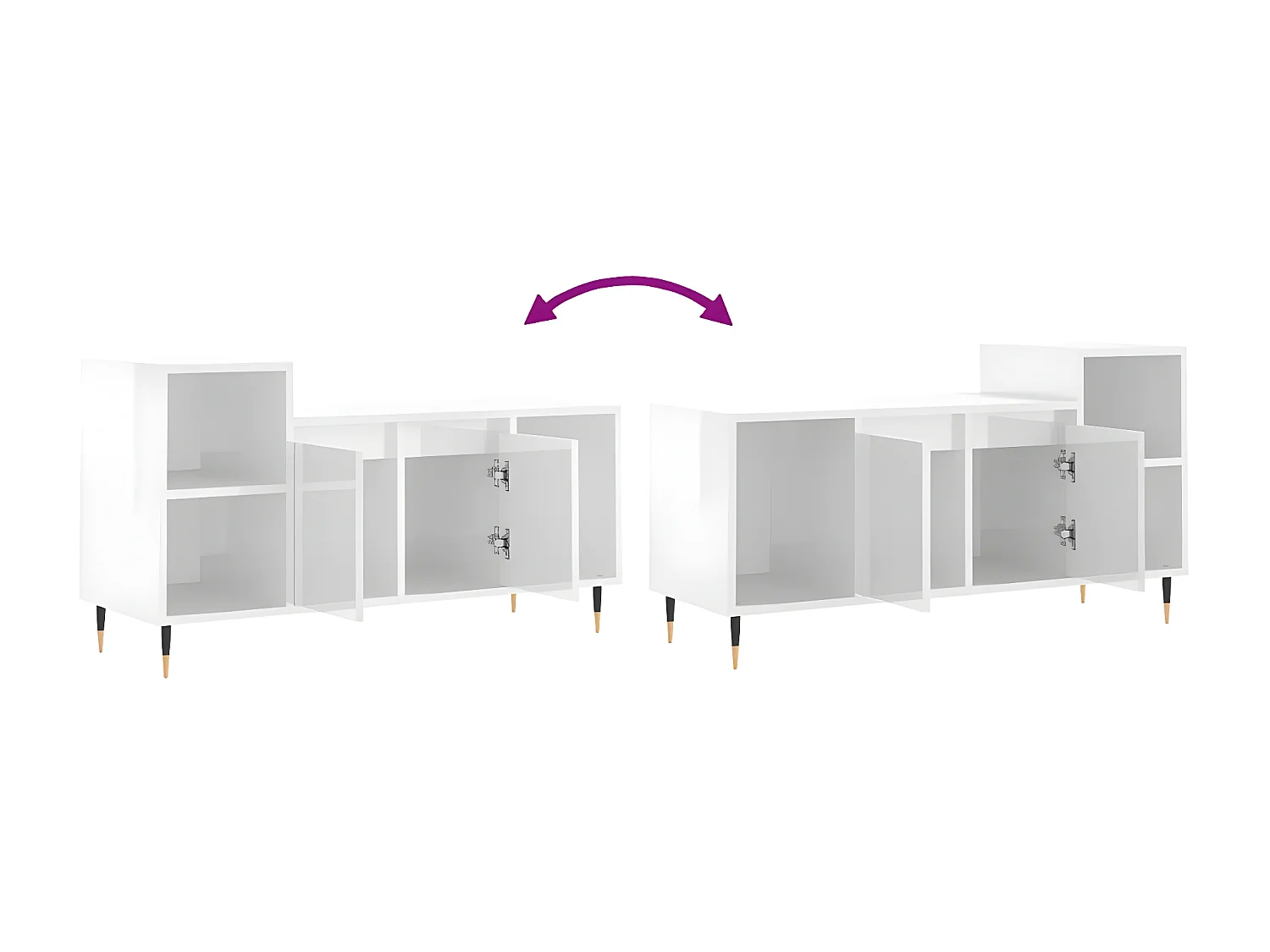 Meuble TV Blanc brillant 100x35x55 cm Bois d'ingénierie