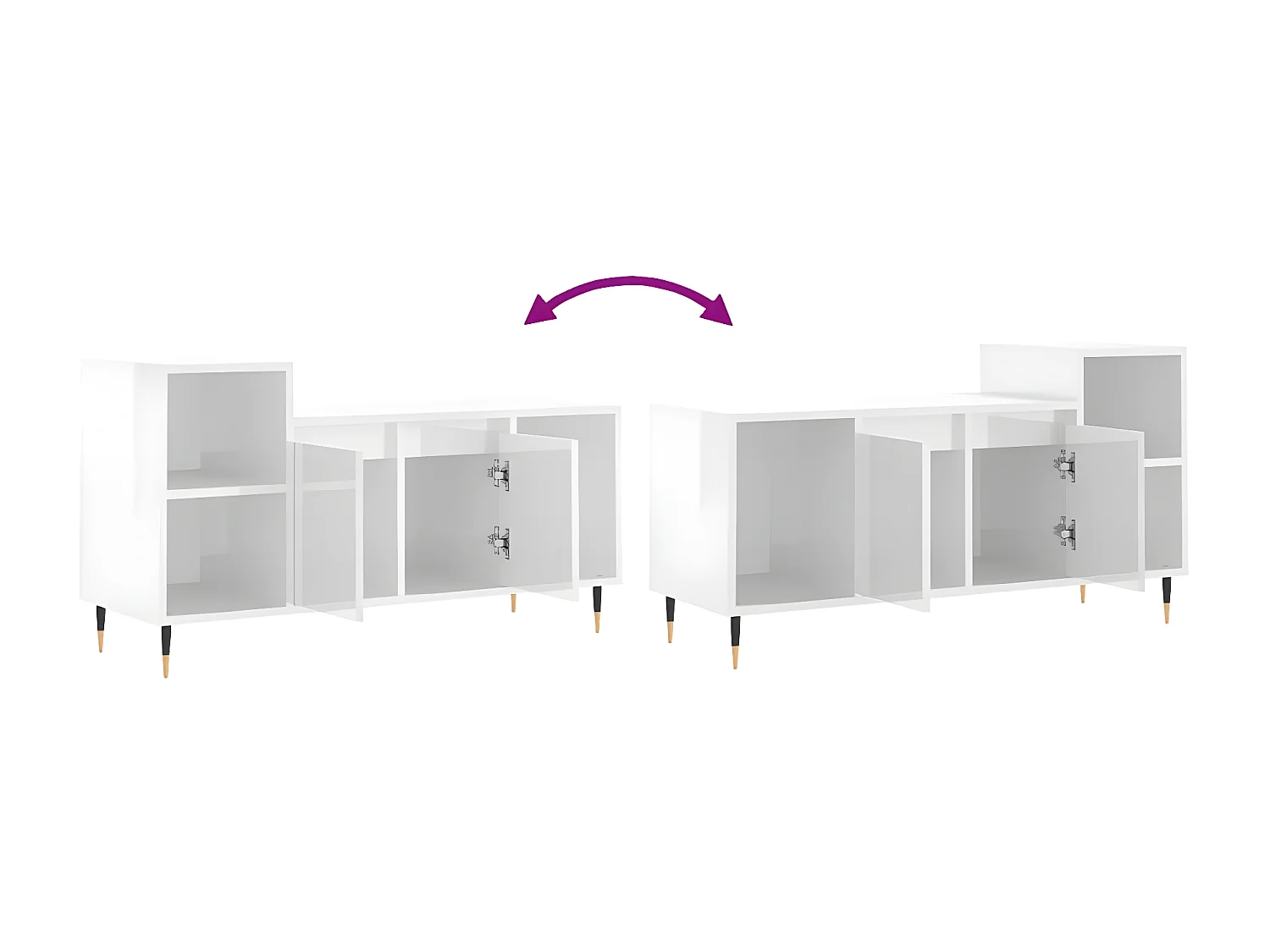 Meuble TV Blanc brillant 100x35x55 cm Bois d'ingénierie