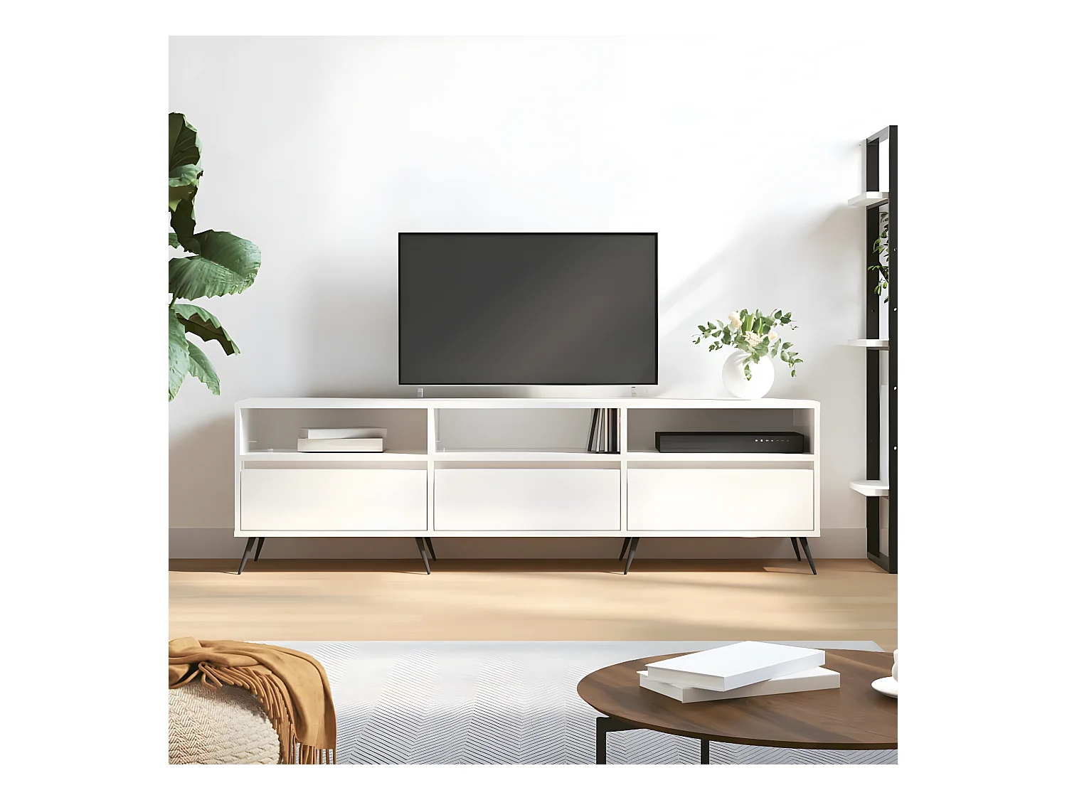 Glanzend wit TV-meubel 150x30x44,5 cm samengesteld hout