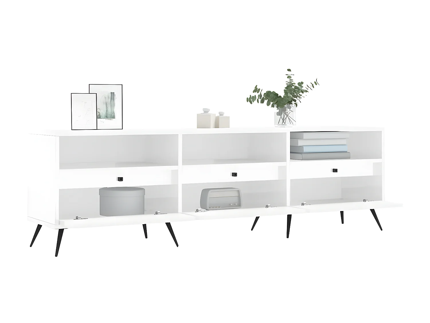 Glanzend wit TV-meubel 150x30x44,5 cm samengesteld hout