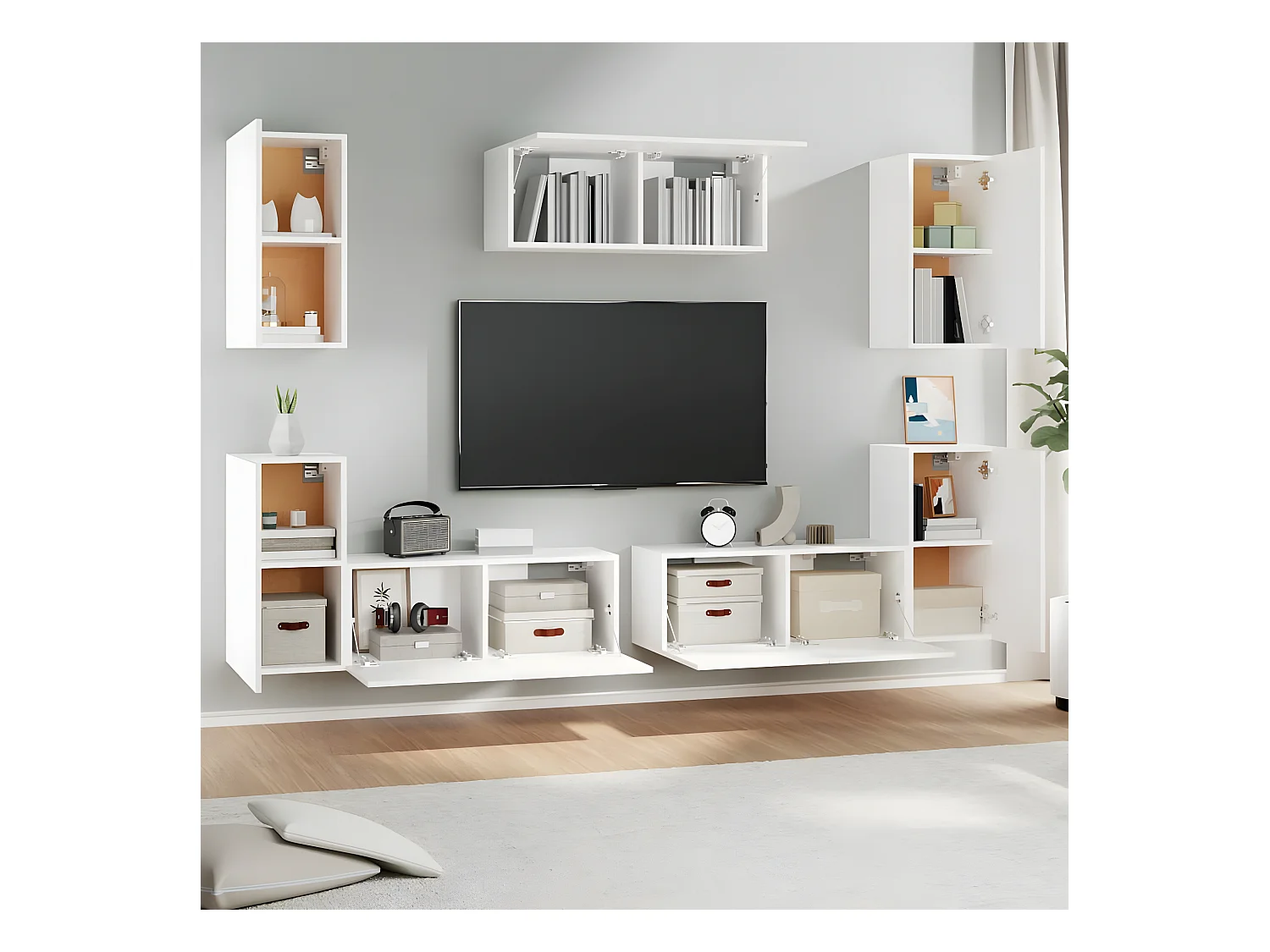 7-delige tv-meubelset wit parket