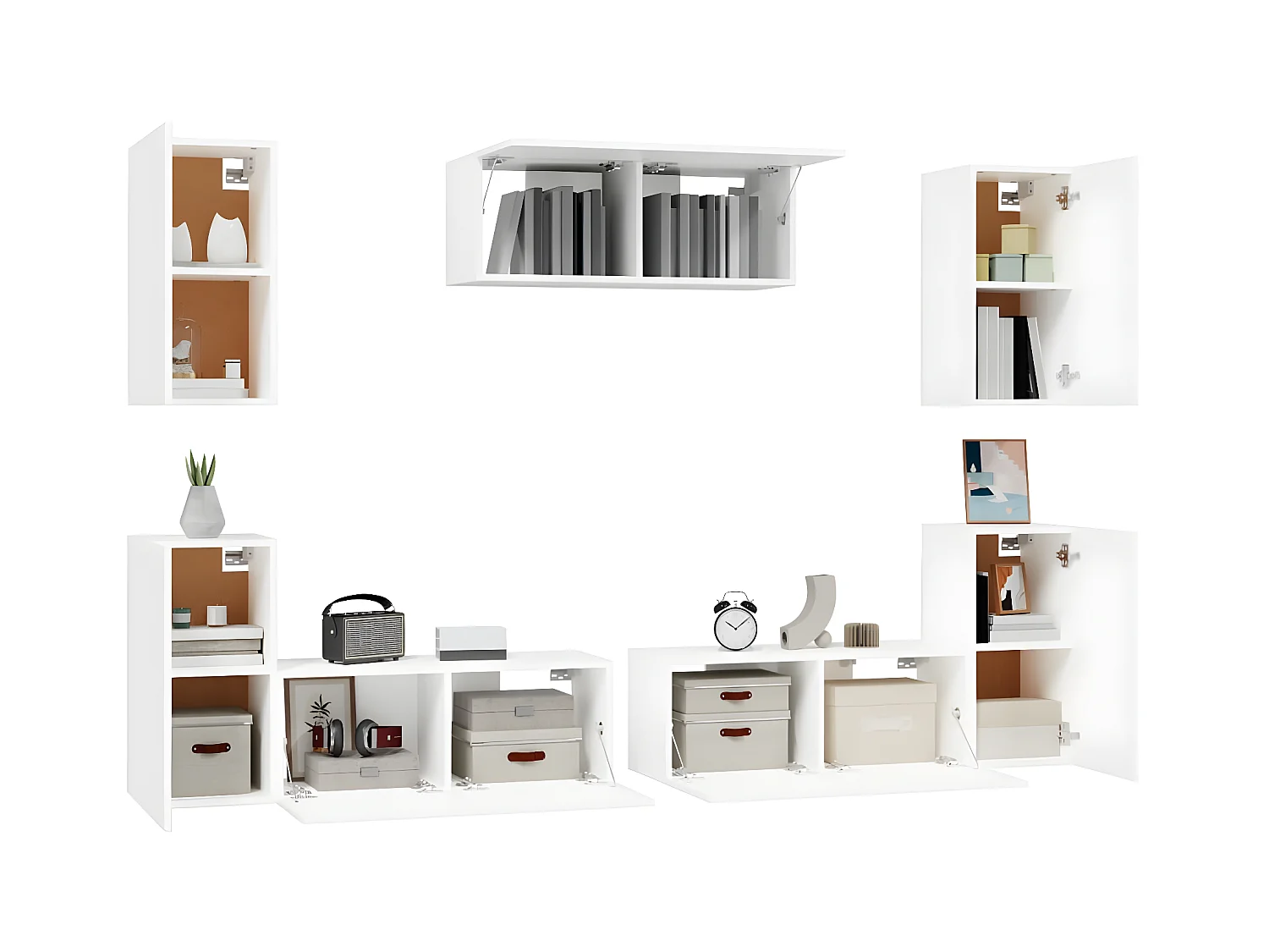 7-delige tv-meubelset wit parket