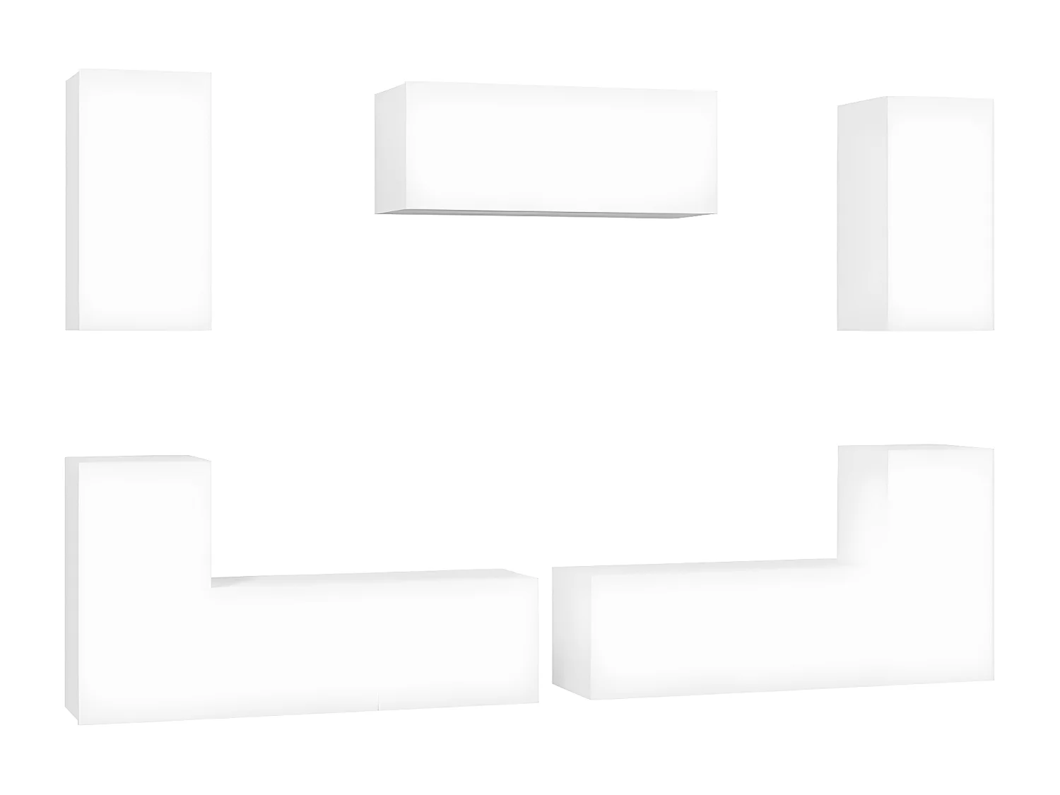 Set supporto TV da 7 pezzi in MDF bianco